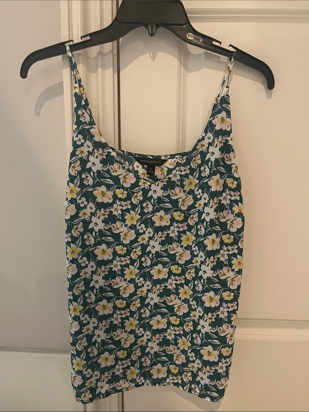 Banana Republic Teal Floral Spaghetti Strap Camisole